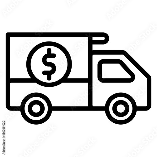 Armored Truck Vector Line Icon Design