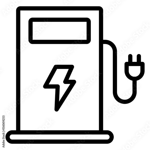 Electric Charging Station Vector Line Icon Design