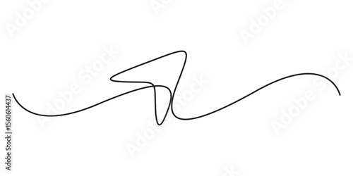 Single continuous line drawing cursor arrow vector illustration