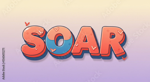 Soar Bold 3D Text Effect, Cartoon Style Typography