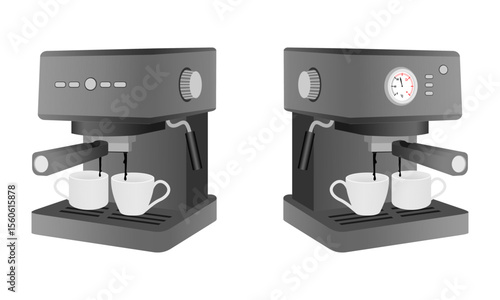 modern coffee machine set vector illustration isolated on white background.