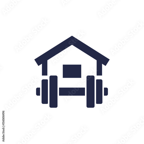 home workout icon with dumbbell and house