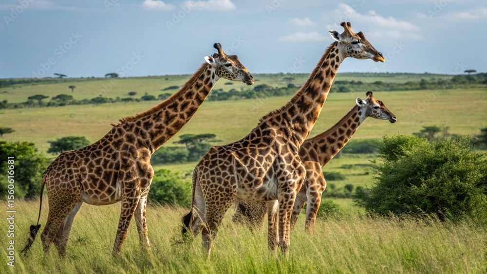 Fototapeta premium Giraffe, sharp and realistic, Photo, Natural light.