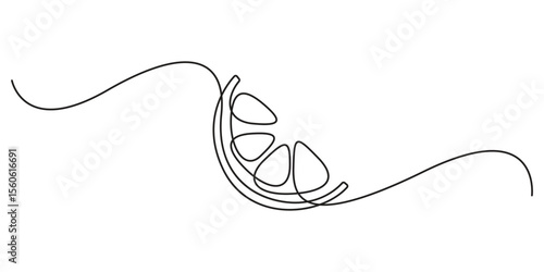 Continuous one line drawing of orange slice outline vector illustration