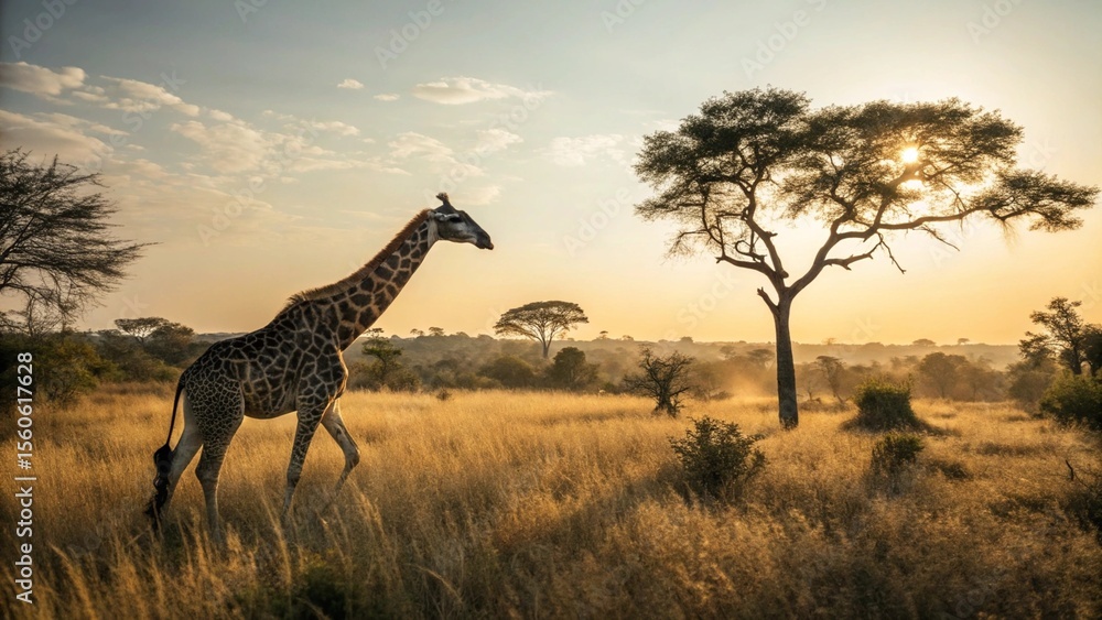 Obraz premium Giraffe, sharp and realistic, Photo, Natural light.