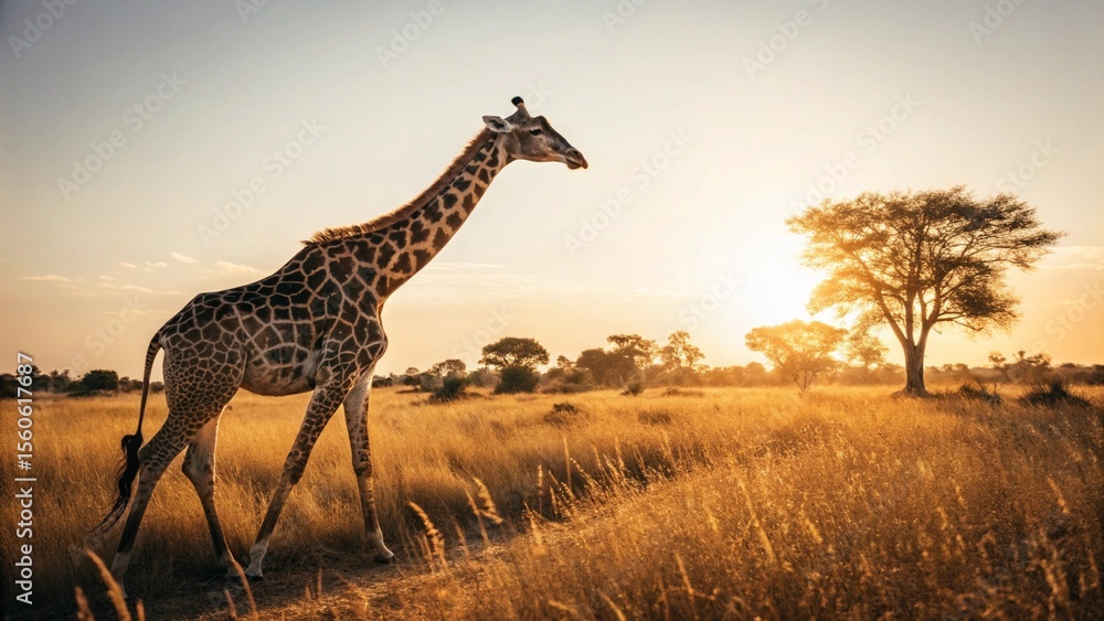 Fototapeta premium Giraffe, sharp and realistic, Photo, Natural light.