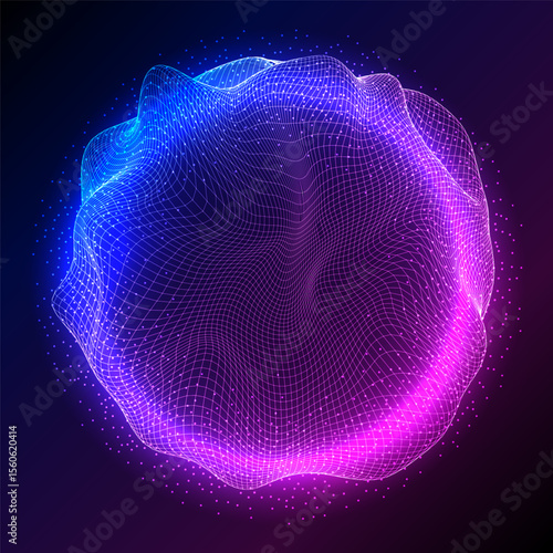 abstract sphere design with flowing particles 2104