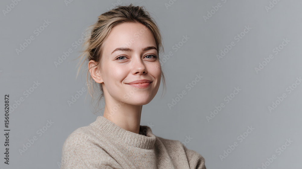 Obraz premium portrait of receptionist with slight smile exuding confidence and friendliness