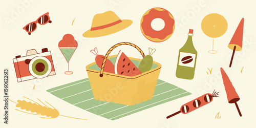 Vector set of Christmas food and drink icons featuring desserts, coffee, and breakfast elements