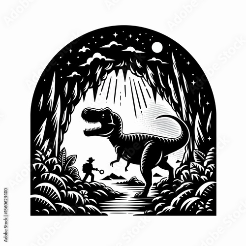 Megalosaurus Exploring a Dark Prehistoric Cave