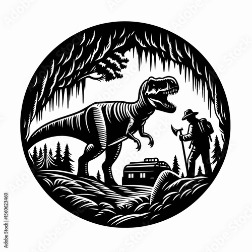 Megalosaurus Exploring a Dark Prehistoric Cave