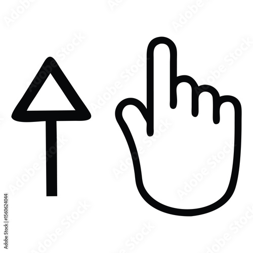Digital hand clicking a computer mouse cursor with a pixelated arrow representing online interaction and technology isolated on white background