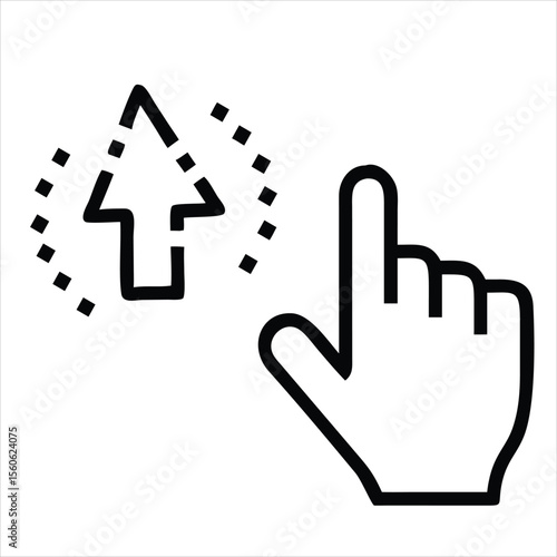Digital interface icon set featuring a computer mouse cursor a pointing finger and a pixelated hand isolated on white background