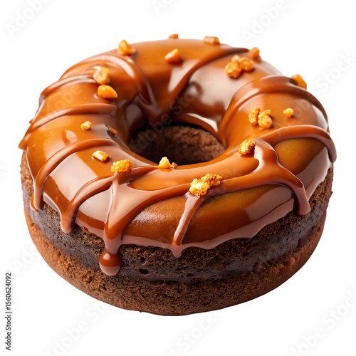 salted caramel brownie donut on white background
