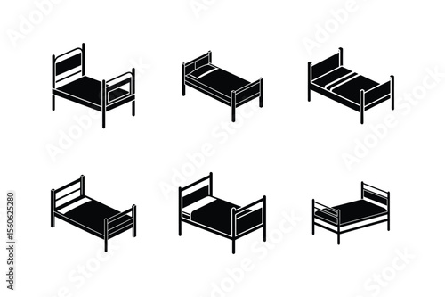 hostel bed silhouette vector illustration