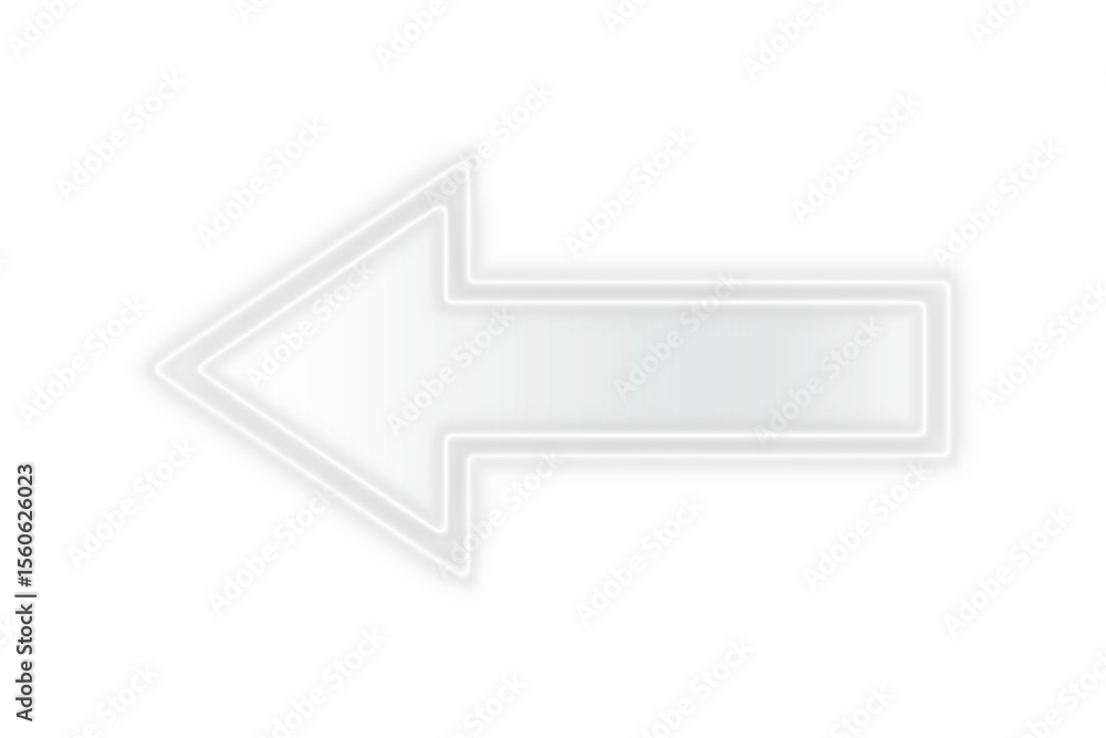 Bright white neon light arrow pointing left with glowing effect on transparent background for modern stylish design and creative visuals Bright white neon light arrow pointing left with glowing effect on transparent background for modern stylish design and creative visuals