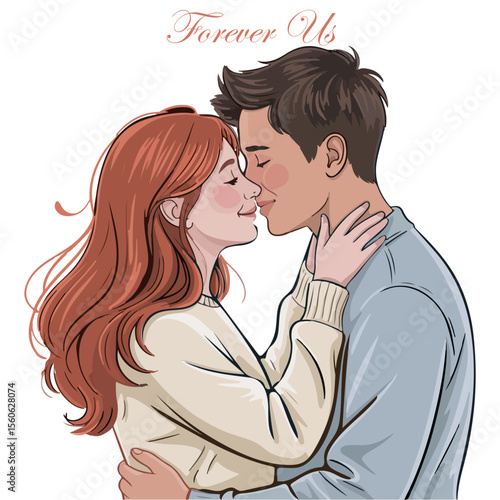 Forever we couple vector illustration.