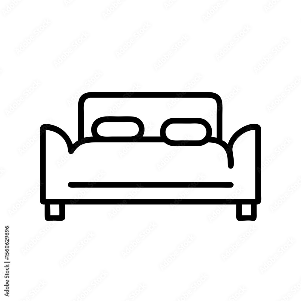 Simple bed design with pillows in minimalist style concept of icon Simple bed design with pillows in minimalist style concept of icon