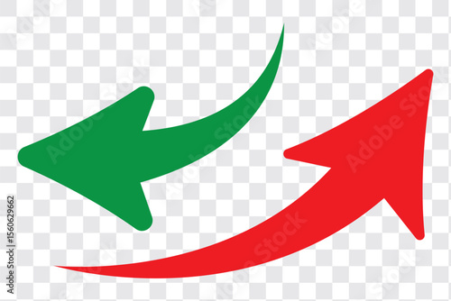 Sharp curved arrow icon. Black rounded arrow. Direction pointer pointing up