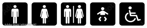 トイレマーク・トイレアイコン　男性・女性・赤ちゃんのシンボルの印刷可能なステッカー・標識・看板白