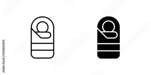Essential sleeping bag icon set for camping, outdoor adventures, and travel. Perfect for nature, survival, and recreation themes.