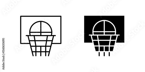 icon setic basketball hoop icon set for sports, games, and athletic activities. Ideal for recreation, team sports, and urban themes.