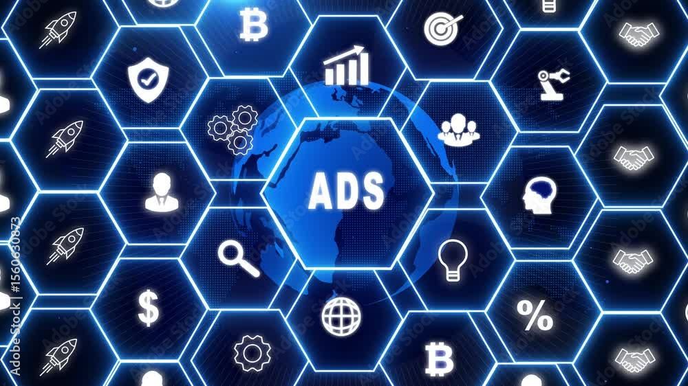 Programmatic Advertising concept. Business, Technology, Internet and network concept. map background Programmatic Advertising concept. Business, Technology, Internet and network concept. map background