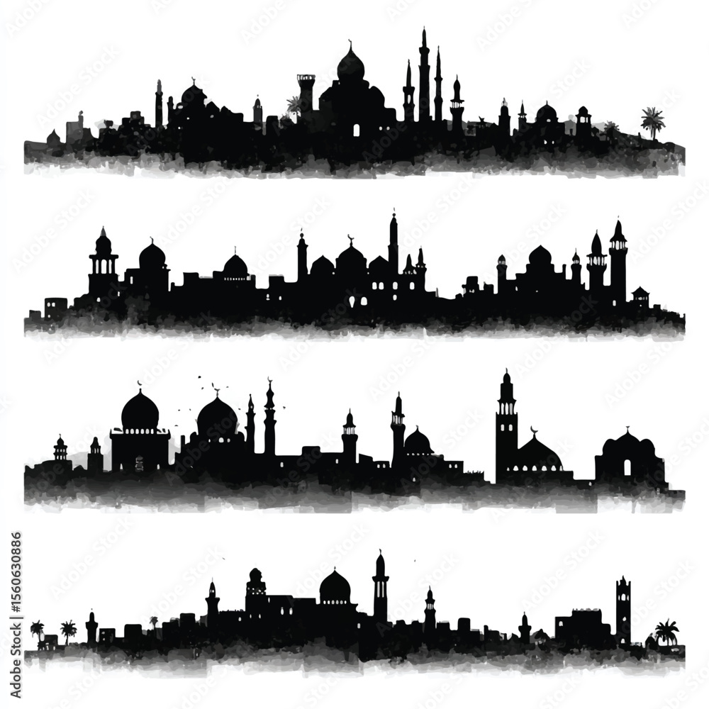 Fototapeta premium bethlehem city silhouette set, Black & White silhouette set 