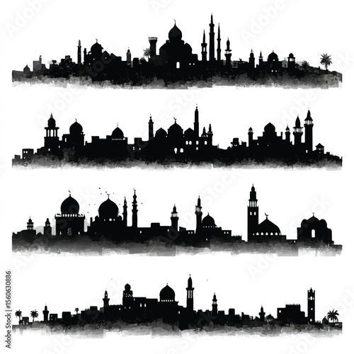 bethlehem city silhouette set, Black & White silhouette set 