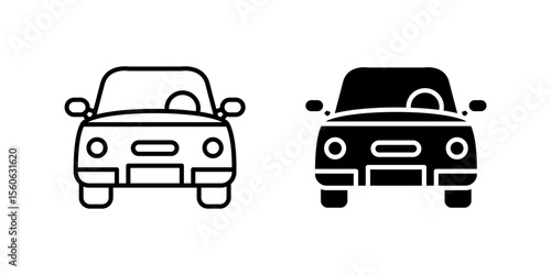 Simple car automobile icon set for transportation, travel, and personal vehicles. Useful for city commuting and road trips.