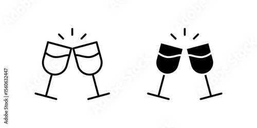 Festive cheers toast icon set for celebrations, parties, and special occasions. Ideal for happiness, success, and social events.