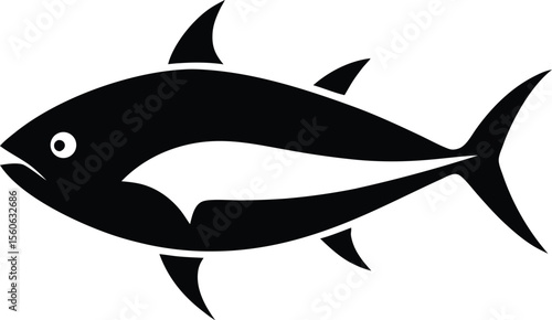 tuna fish silhouette  icon on white background