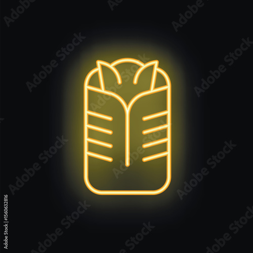 Yellow neon icon illustrating shawarma, a popular middle eastern street food