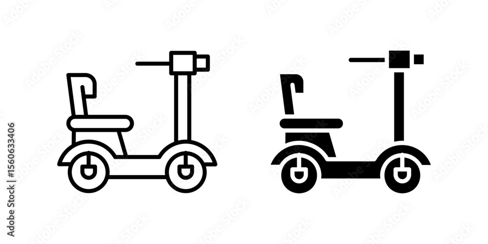Trendy electric scooter icon set for urban mobility, personal transport, and eco-friendly travel. Perfect for city commuting and modern lifestyle.