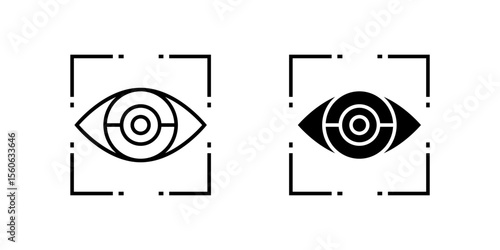 Modern eye scan icon set representing biometric security, identification, and technology. Essential for access control and digital authentication.