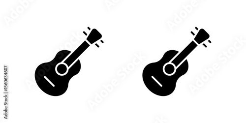 Classic guitar music instrument icon set, representing both acoustic and electric guitars. Perfect for entertainment, bands, and creative arts.