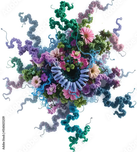 Biological organic protein structure, 3d rendering.