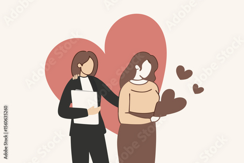 Compassion, support or help other who facing difficulty, empathy or sympathy, kindness or love to take care, heal feeling or giving care concept, young woman giving compassion to help colleagues.