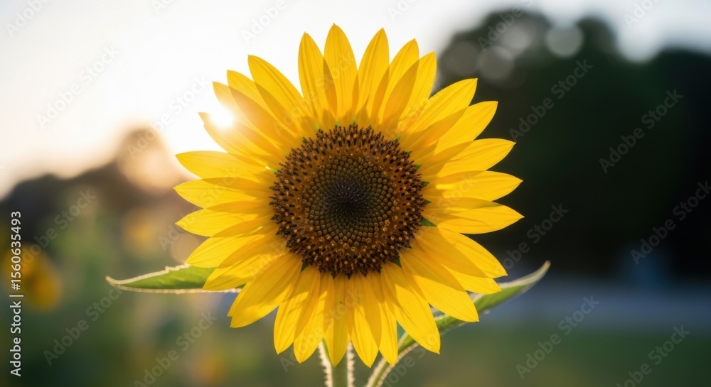 Obraz premium Beautiful Sunflower Facing the Golden Sunlight Outdoors