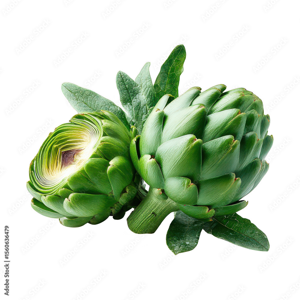 Obraz premium Fresh Artichokes on White Background - Healthy Eating Concept