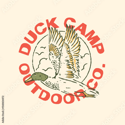 duck camp, this design is suitable for hunters who need a vintage duck design