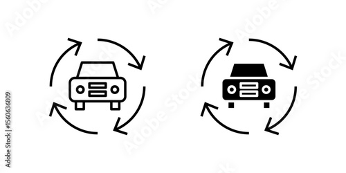 Dynamic ride app sharing icon set representing transportation, mobility, and service loops. Useful for ride-sharing, logistics, and delivery apps.