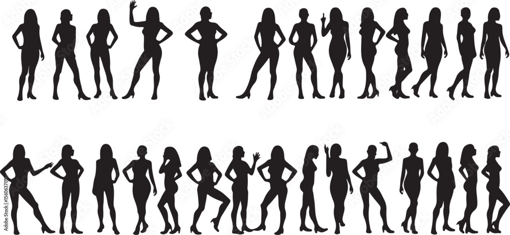 Stylish vector silhouettes of people, encompassing dancing figures, walking individuals, and diverse group illustrations Stylish vector silhouettes of people, encompassing dancing figures, walking individuals, and diverse group illustrations
