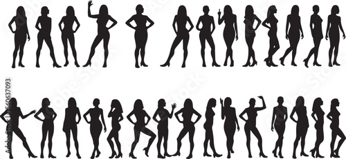 Stylish vector silhouettes of people, encompassing dancing figures, walking individuals, and diverse group illustrations