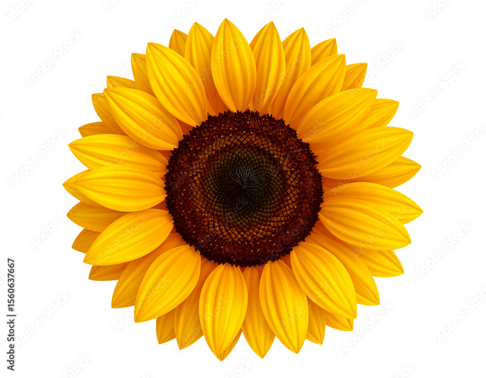 Fototapeta premium Sunflower head, isolated transparent background.