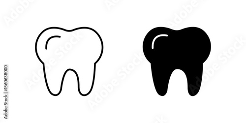 Basic tooth icon set representing dental health, human anatomy, and oral care. Ideal for dentistry, medical, and wellness themes.