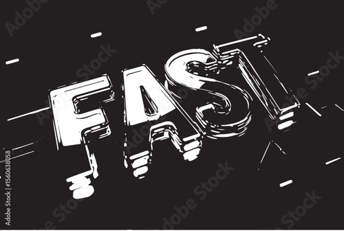 High speed digital future FAST chrome lettering glows on dark tech background with blue neon accents