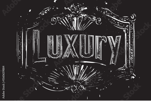 Opulent Gold Luxury Sign Embossed Design Elegant Vintage Style Dark Background Golden Accents Rich Texture