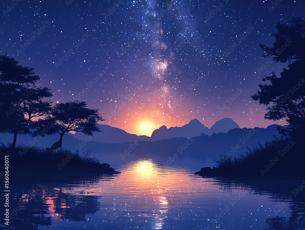 Naklejka premium Stunning view of Milky Way galaxy under a clear night sky with stars