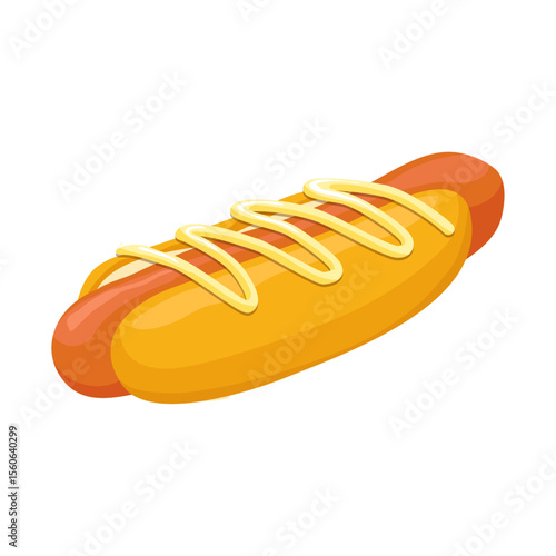 Deliciously Simple Hot Dog: A perfectly illustrated hot dog, served in a toasted bun, adorned with a generous drizzle of mustard, inviting the senses to experience classic American comfort food.